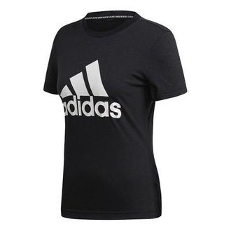 adidas (WMNS) adidas Logo Alphabet Printing Sports Short Sleeve Black DY7732