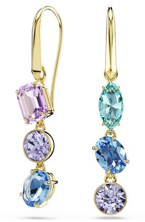 Swarovski Gema Crystal Mismatched Drop Earrings in Gold/Multi at Nordstrom