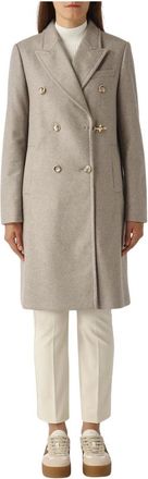 Fay Jassen, Dames, Grijs, M, Wol, Double-breasted Jas