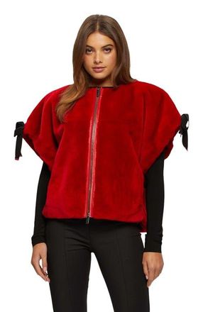 Gorski Genuine Shearling Jacket, Short Sleeve in Red at Nordstrom, Size X-Small