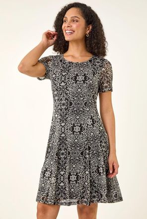Roman Printed Mesh Dress