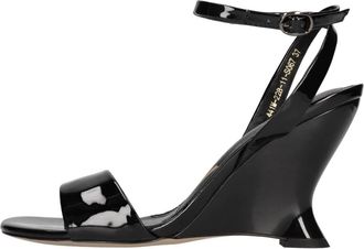 Emanuelle Vee Patent Sandalen - Dames - Sandalen met hakken - Zwart - 36 EU - Leer - Schoenen