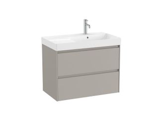 Roca Roca - Pack Unik Mueble De 2 Cajones + Lavabo Ona Color: Gris Arenado - Posici&oacute;n Del Lavabo: Derecha