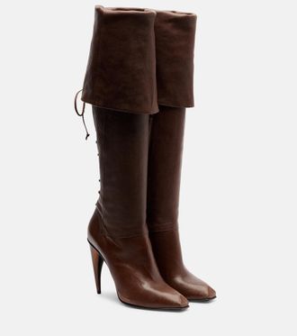 Alexander McQueen Lace-up leather knee-high boots