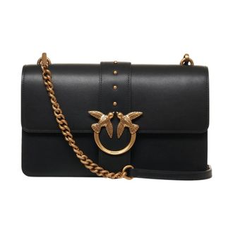 Pinko Shoulder Bags, female, Black, ONE SIZE, Classic Love Birds Leather Shoulder Bag