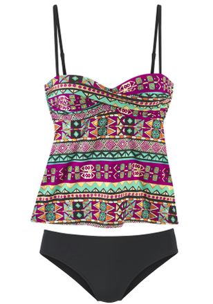 Buffalo B&uuml;gel-Tankini BUFFALO, Damen, Gr. 36, Cup B, pink (pink bedruckt), Microfaser, bedruckt, Bikini-Sets B&uuml;gel-Tankini, mit farbenfrohen Design