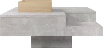 Urban Meuble Mesa de centro cuadrada gris con almacenaje en madera natural