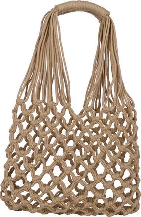Frcolor Handmade Woven Hollowed Shoulder Bag Casual Tote for Beach Travel Shopping Lightweight Brown Raffia Tote with Stylish Openwork Design for Daily Wear a