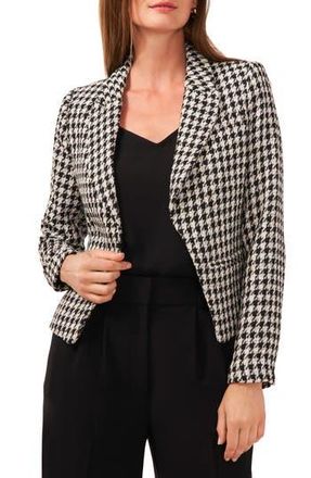 Halogen Houndstooth Crop Blazer in Rich Black 060 at Nordstrom Rack, Size Medium