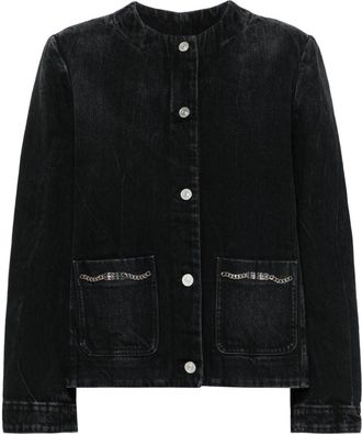 Givenchy chain-detailing denim jacket - women - Cotton/Cotton/Polyester - S - Black
