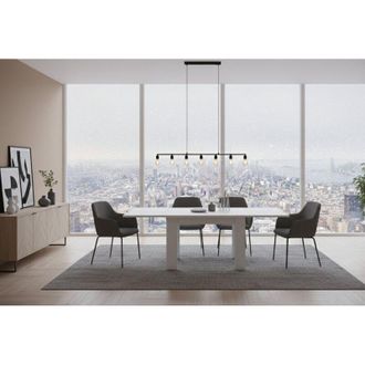 Dmora Tavolo Allungabile - 8 Posti Allungabile, Bianco Lucido, -, 90x90x75h cm Potosi