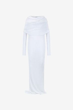 Alaia Langes Schlauchkleid im Pliss&eacute;-Strick Drap&eacute;e