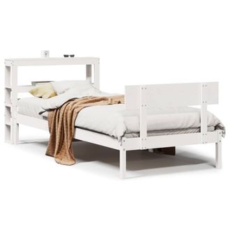 Berkfield Home Bed Frame Frame White 75x190 cm Small Single Solid Wood Pine