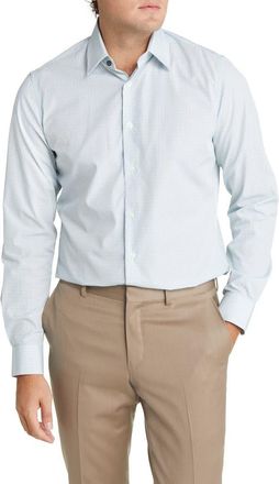 Duchamp Mens Tailored Fit Check Dress Shirt in Green at Nordstrom, Size 14.5