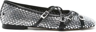Mach & Mach Ballerine in rete con cristalli - Nero