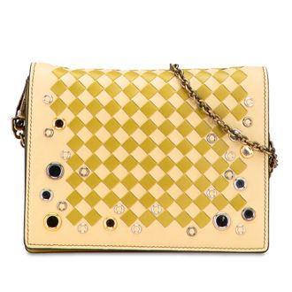 Bottega Veneta Tweedekans Nappa Intrecciato Studded Wallet On Chain