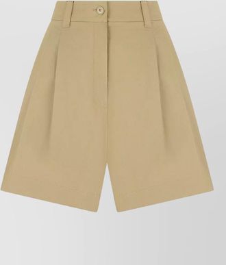Max Mara cotton pleated high-rise knee-length bermuda shorts