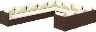 vidaXL 10 Pcs Garden Lounge Set Con Coj&iacute;n Mimbre Pe Brown