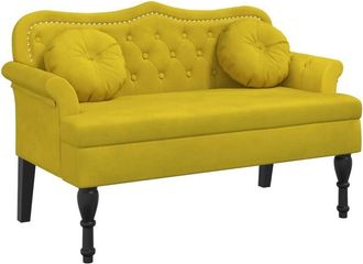 vidaXL Banco con cojines terciopelo amarillo 120,5x65x75 cm vidaXL
