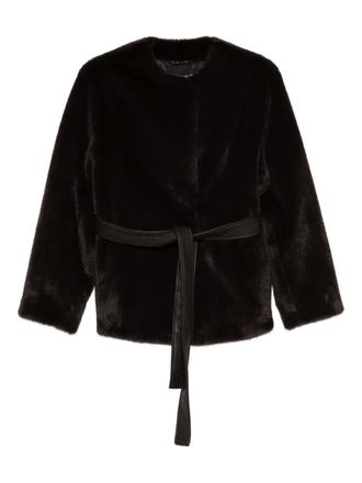 Vanessa Bruno belted faux-fur jacket - women - Polyester/Polyester/Viscose/Artificial Fur - S - Brown