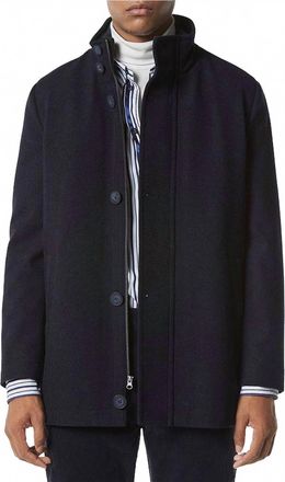 Andrew Marc Dorsey Melton Car Coat In Heather Blue