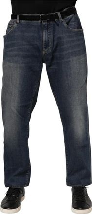 Dolce & Gabbana Blauwe Katoenen Logo Slim Denim Jeans - Heren - Slim Fit Jeans - Blauw - 5XL - Katoen - Jeans