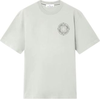 Stone Island T-Shirts, male, Green, XL, Outline Compass Cotton T-shirt