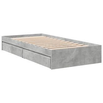 Berkfield Home Modern Bed Frame w/Drawers Frame Concrete Grey 75x190 cm Small Single