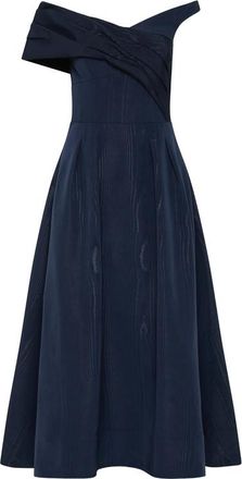Rebecca Vallance Pleated Off-shoulder Midi Dress