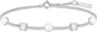 Ania Haie Cultured Pearl & Cubic Zirconia Station Bracelet in Silver at Nordstrom