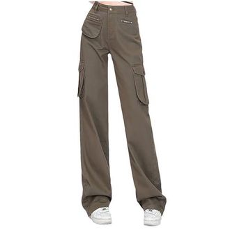 Pantalon Cargo Femme Taille Haute - Coupe Ajustée élastique - Poches Pratiques - Décontracté