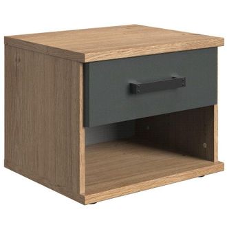 Calicosy Calicosy - Mesilla de noche 1 cajón decorada en roble y grafito - L46 cm