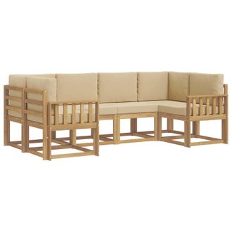 vidaXL Conjunto De Sof&aacute;s De Exterior Con Coj&iacute;n 6 Pcs Y Beige Vidaxl
