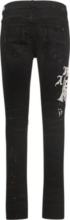 Amiri Mens Wes Lang Reaper Logo Aged Jeans in Black Cotton - Size 31 (Waist)