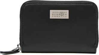 Maison Margiela Black Wallet In Leather With Logo And Zip