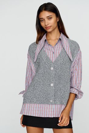Essentiel Kute Cotton Wool Vest Buttondown Shirt