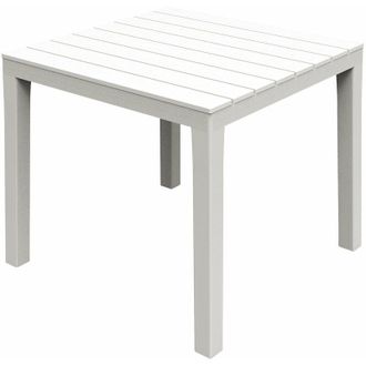 Progarden Tavolo bianco quadrato 80x80 cm in resina effetto doghe in legno Bali