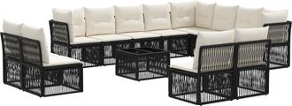 vidaXL Conjunto De Sof&aacute;s De Jard&iacute;n 13 Uds. Negro Rat&aacute;n Sint&eacute;tico Vidaxl