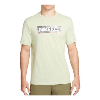 Nike F.C. Logo Printing Solid Color Sports Round Neck Short Sleeve Green DH7445-371