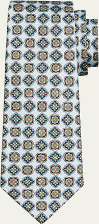 Kiton Mens Intricate Medallion Silk Tie