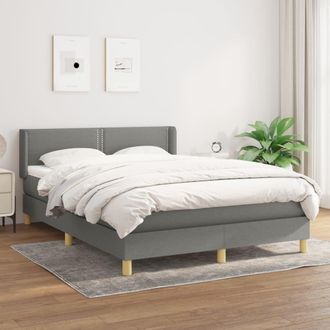 vidaXL Cama Box Spring Con Colch&oacute;n Tela Gris Oscuro 140x190 Cm Vidaxl