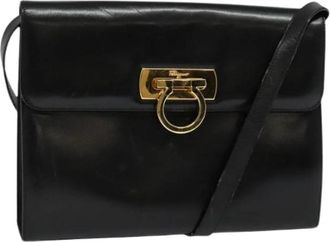 Ferragamo Pre-owned Leren Crossbodytas - Dames - Vintage Schoudertas - Zwart - ONE Size - Leer - Vintage