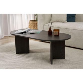 Dmora Mesa De Centro Porcari, Forma Rectangular, Tablero De Madera Noble, Color Negro, 119x60x40h Cm Negro