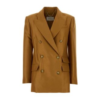 Zimmermann Jassen, Dames, Bruin, S, Wol, Hypnotic Wool Silk Jacket