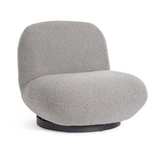 Konte Design Sill&oacute;n giratorio de tela efecto boucl&eacute; gris