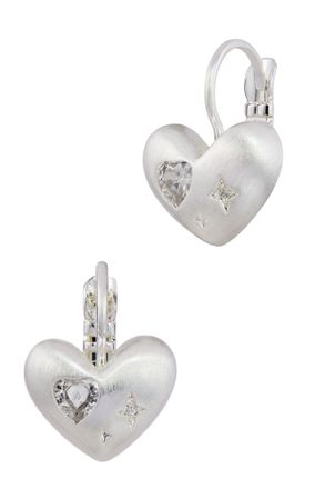 Savvy Cie Jewels HEART HUGGIE WITH PAVE EARRINGS