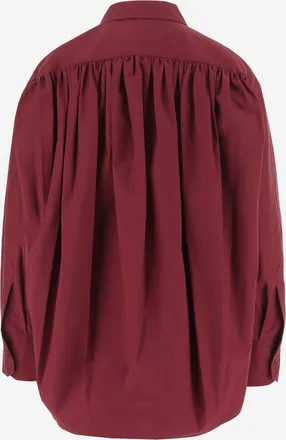 SA SU PHI Womens Shirt With Ruffled Back Red Cotton