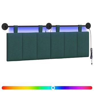 vidaXL Cabecero Colgante Con Luz Led Verde Oscuro Tela Vidaxl