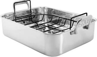 Chantal Stainless Steel Roasting Pan with Nonstick Rack, 15.5 x 12 x 4 in Silver at Nordstrom