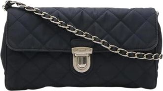 Prada Pre-owned Fabric Leather 2way Shoulder Bag - Dames - Vintage Schoudertas - Blauw - ONE Size - Leer - Vintage